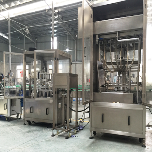 glass bottles vacuum air washing linear filling vacuum capping labeling for vegetable oil production fully automatic fill line