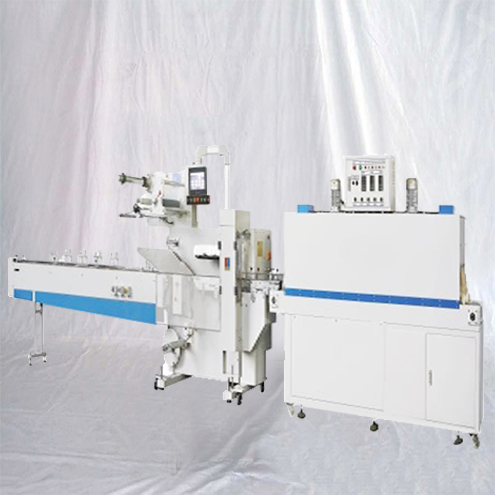 standing bottles packs flow wrapping machine several pcs products vertical type feeding pillow wrapper heating shrink packaging equipment